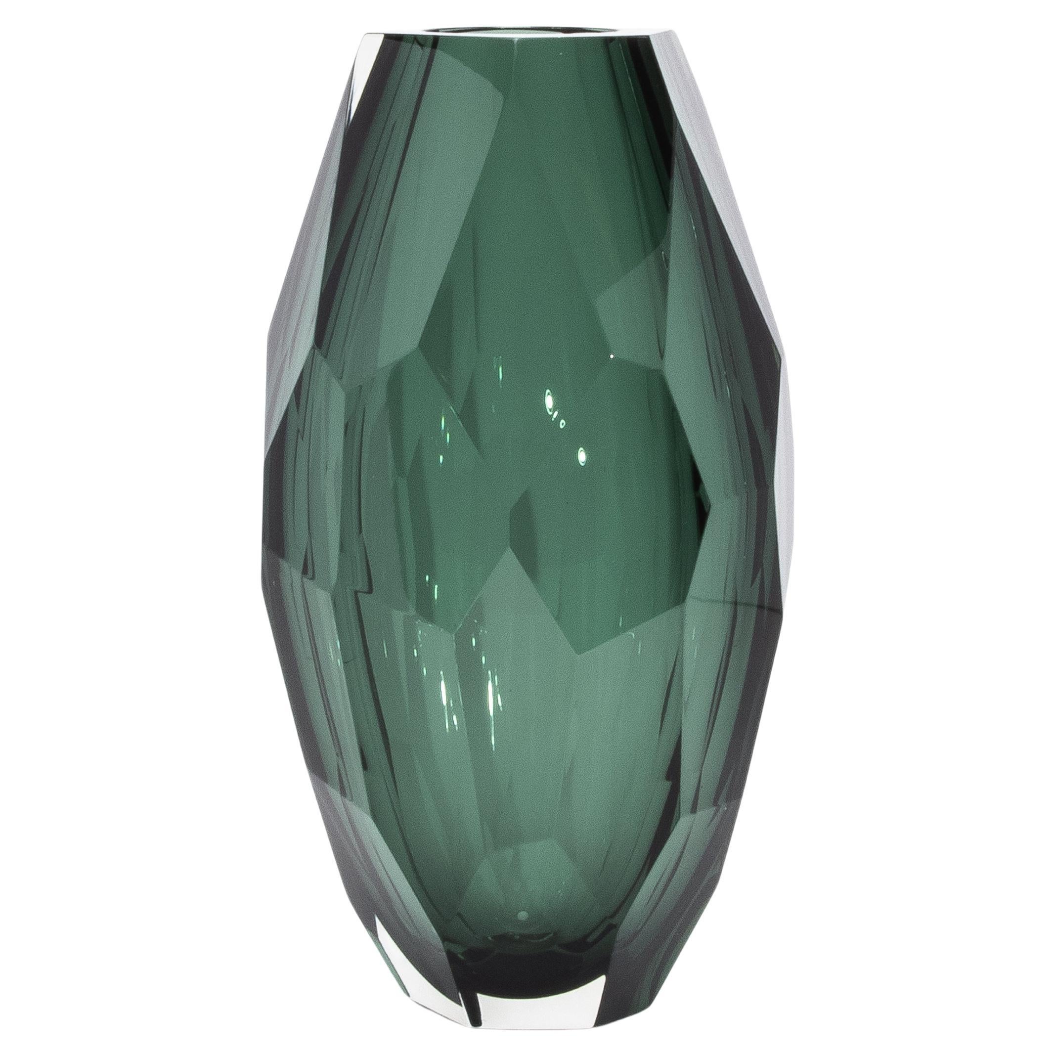 Vaso sfaccettato alto moderno di Murano soffiato a mano in Greene & Greene Grande
