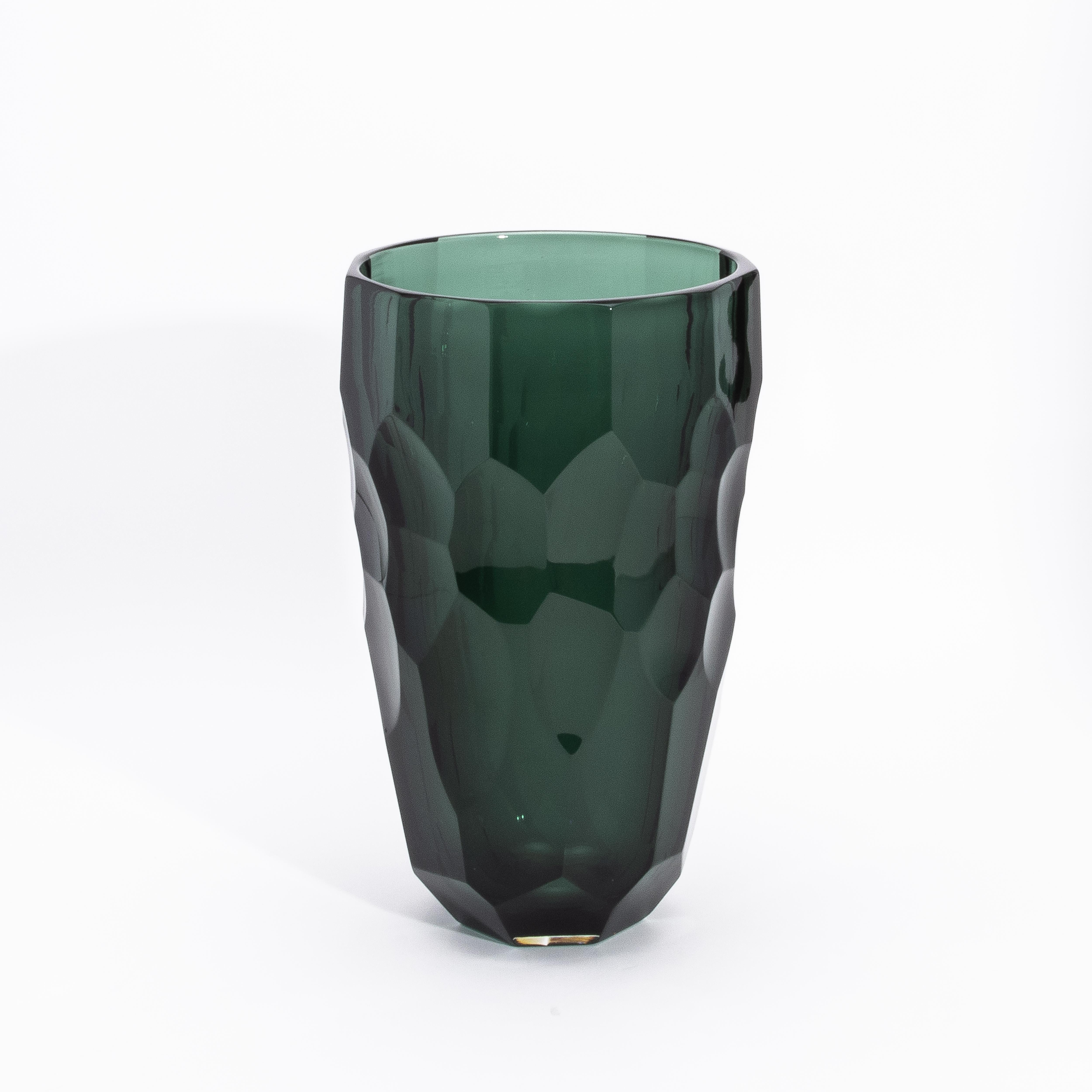 Hand-Blown Murano Modern Tall Faceted Vase in Eucalyptus Green Medium For Sale 2