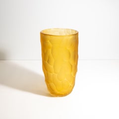 Hand Blown Murano Moon Vase in Amber L