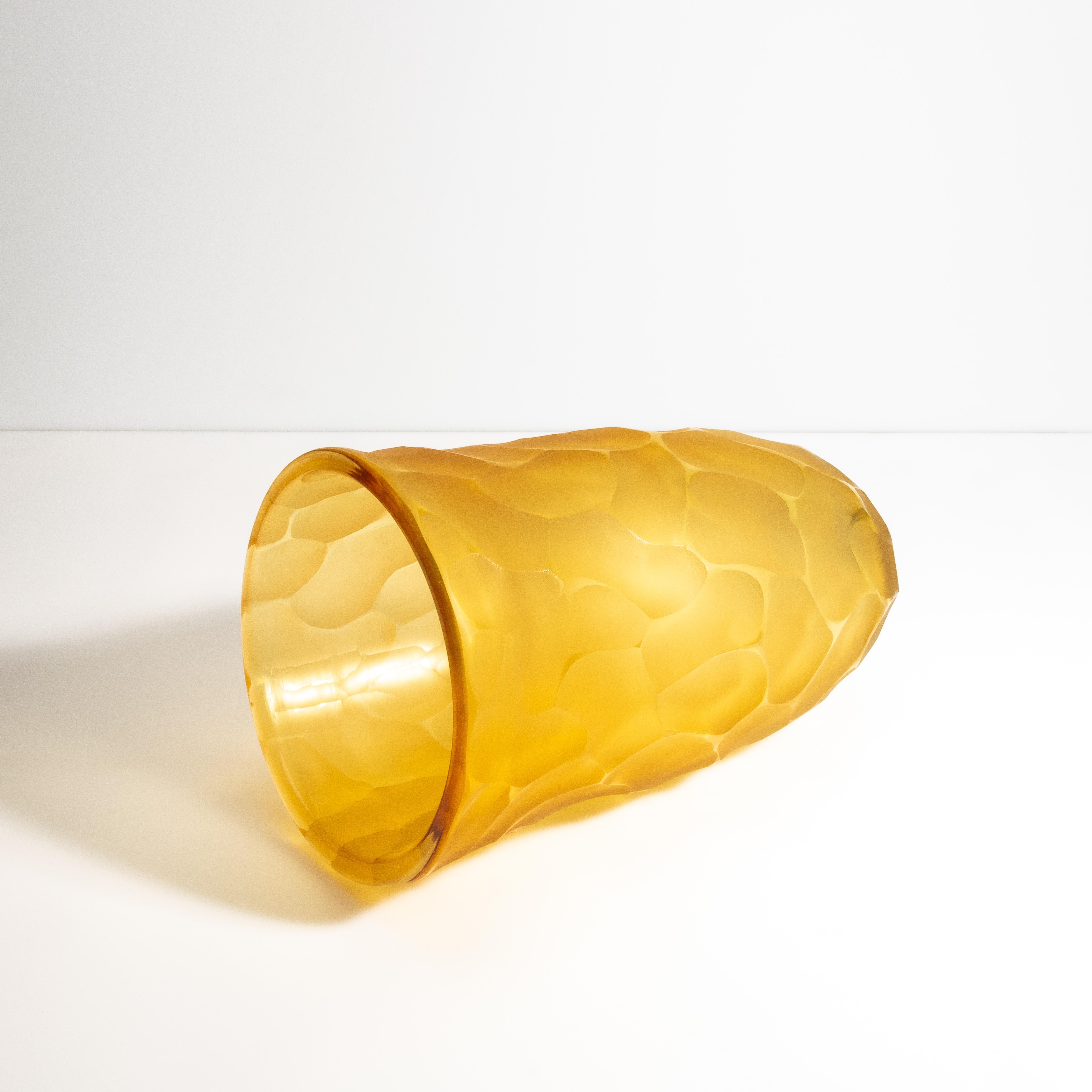 Vaso a luna di Murano soffiato a mano in ambra S in vendita 1