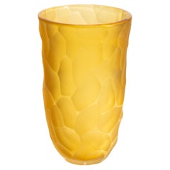 Hand Blown Murano Moon Vase in Amber S