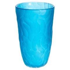 Hand Blown Murano Moon Vase in Aqua Blue Large
