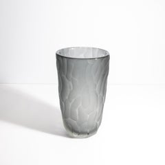 Hand Blown Murano Moon Vase in Grey Large
