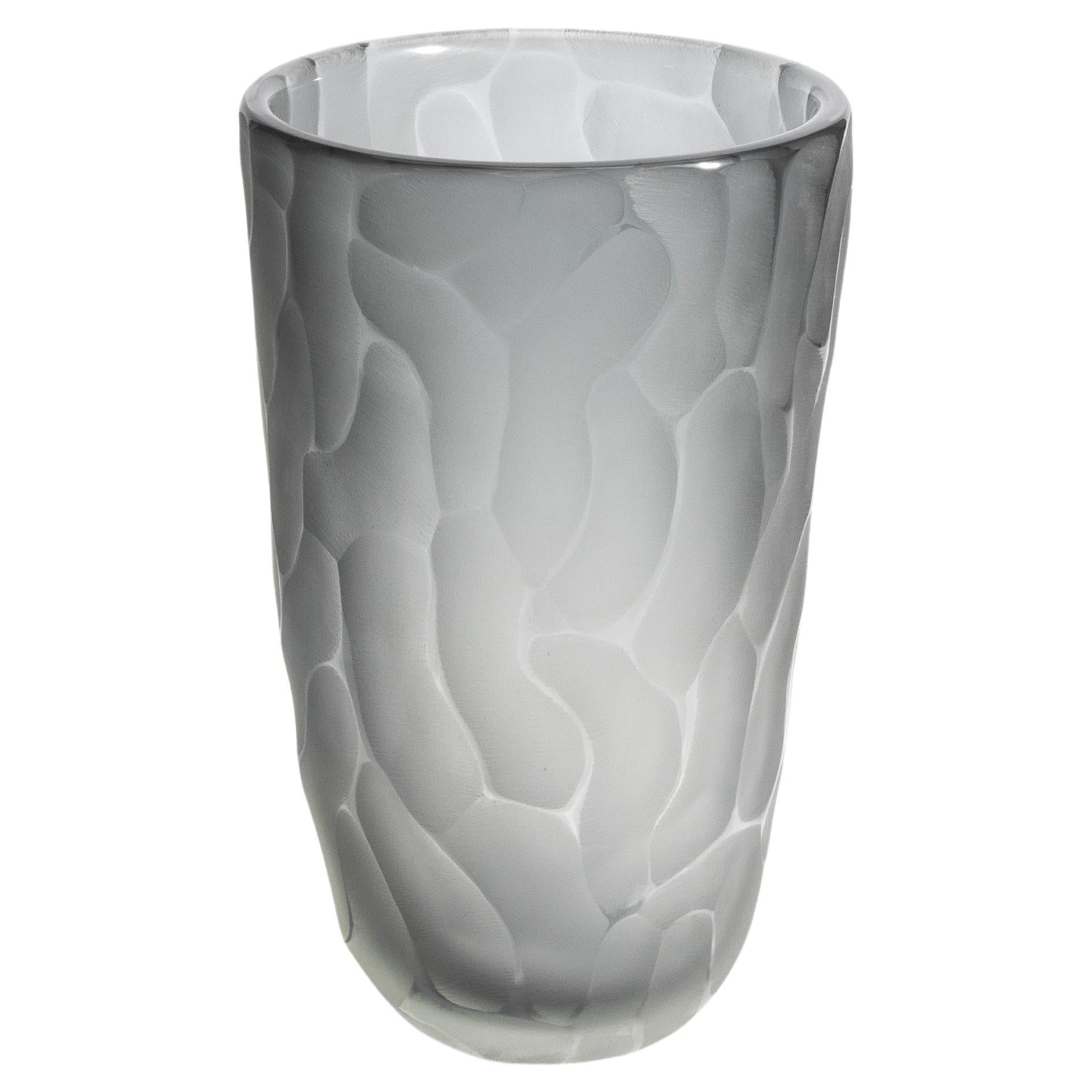 Hand Blown Murano Moon Vase in Grey Large