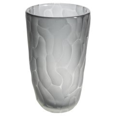 Hand Blown Murano Moon Vase in Grey Large