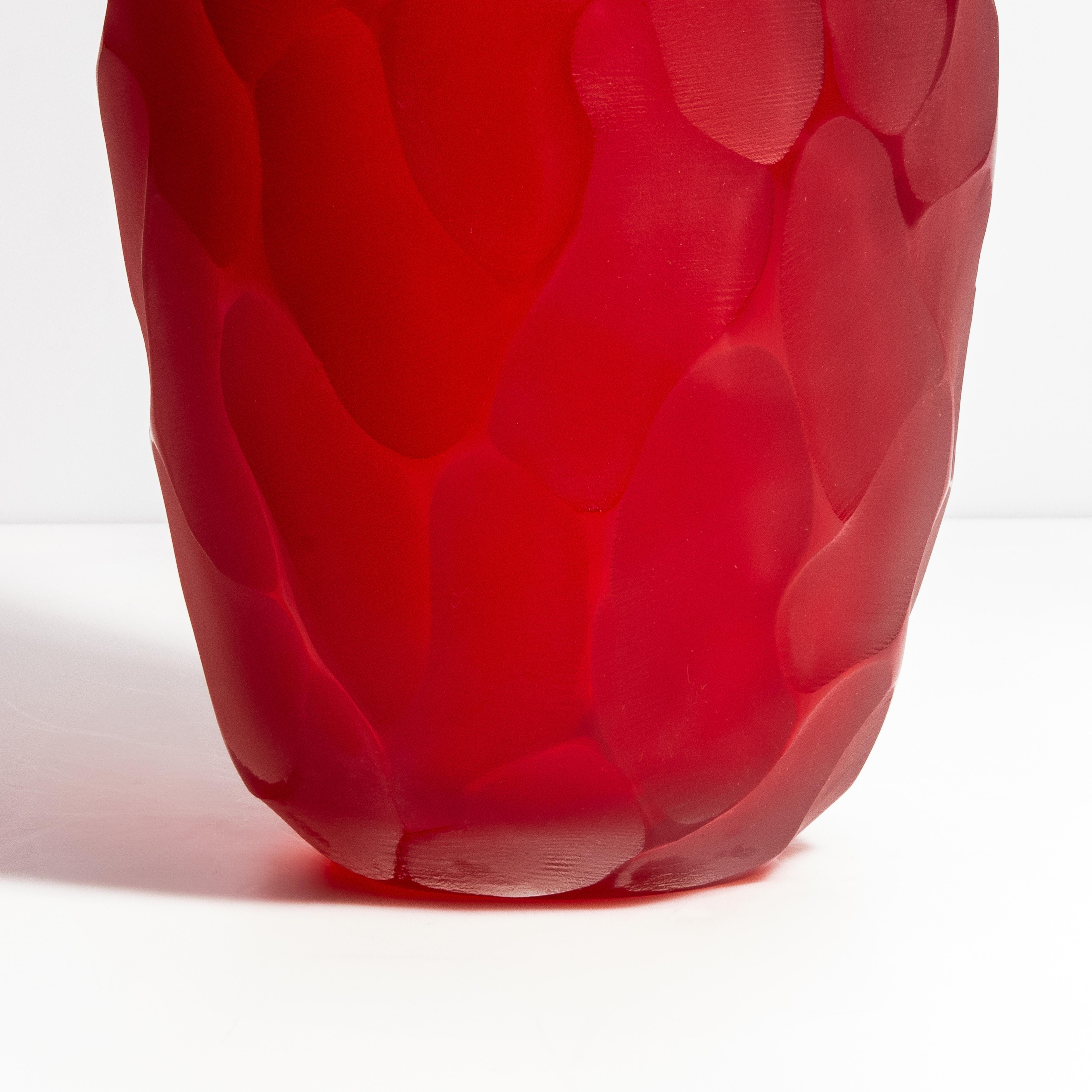 Italian Hand Blown Murano Moon Vase in Ruby Red Large For Sale