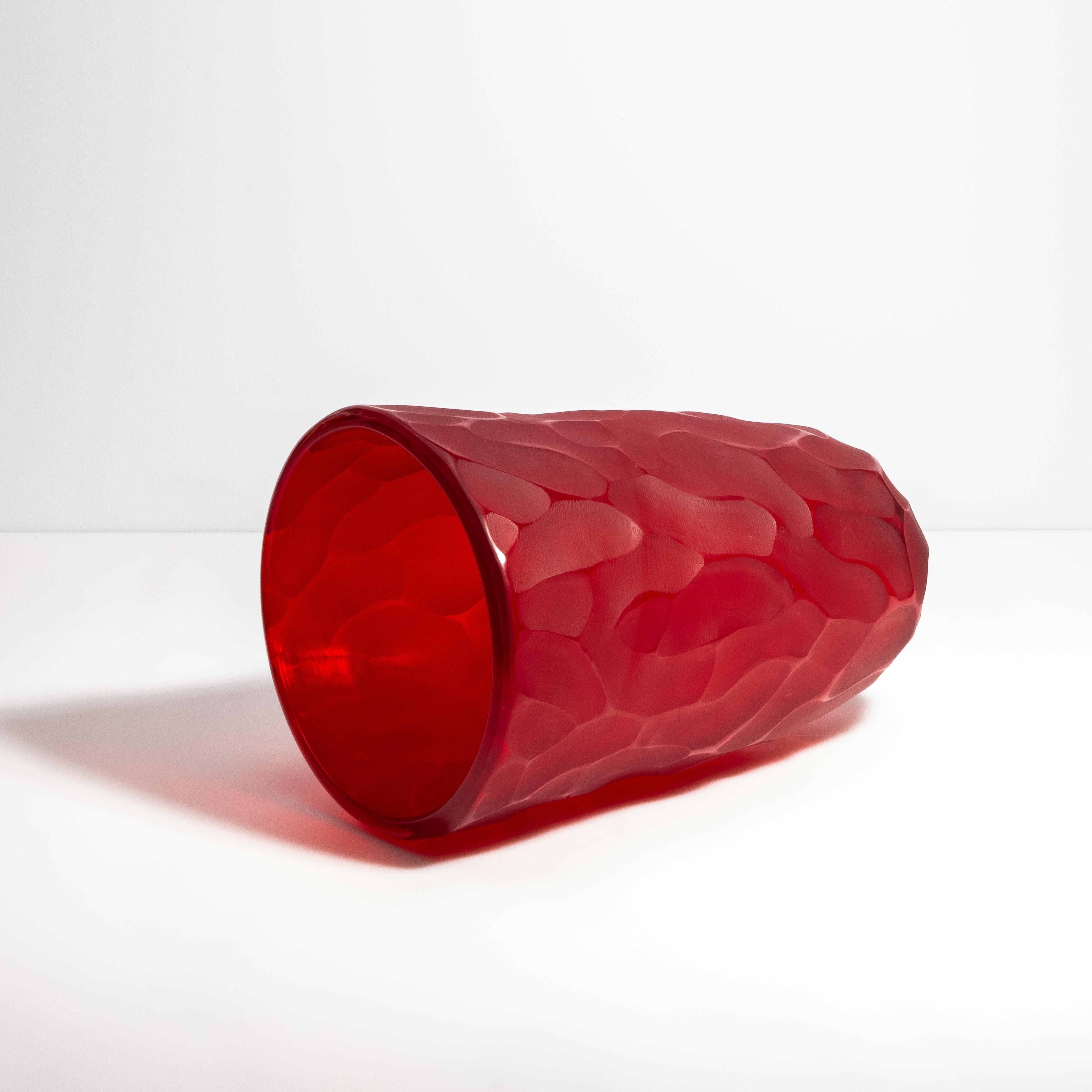 Hand Blown Murano Moon Vase in Ruby Red Large In Excellent Condition For Sale In West Hollywood, CA