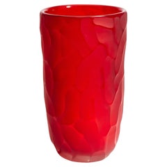 Hand Blown Murano Moon Vase in Ruby Red Medium