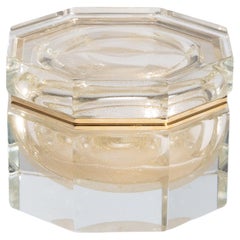 Hand Blown Murano Octagonal Glass Box L with 24 Karat Gold Flecks