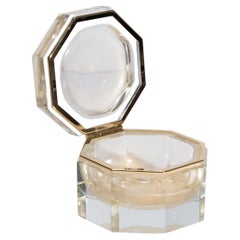 Hand Blown Murano Octagonal Glass Box L with 24 Karat Gold Flecks