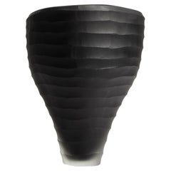 Hand Blown Murano Pedrera Vase in Black