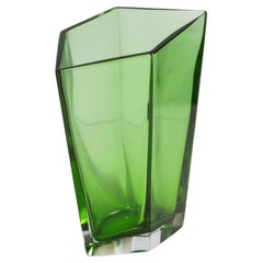 Hand Blown Murano Penta Vase in Green Large