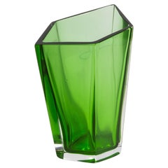 Hand Blown Murano Penta Vase in Green Medium