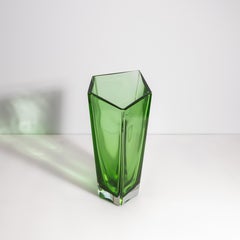 Hand Blown Murano Penta Vase in Green Large