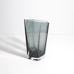 Hand Blown Murano Penta Vase in Grey Large