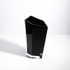 Hand Blown Murano Penta Vase in Onyx Black