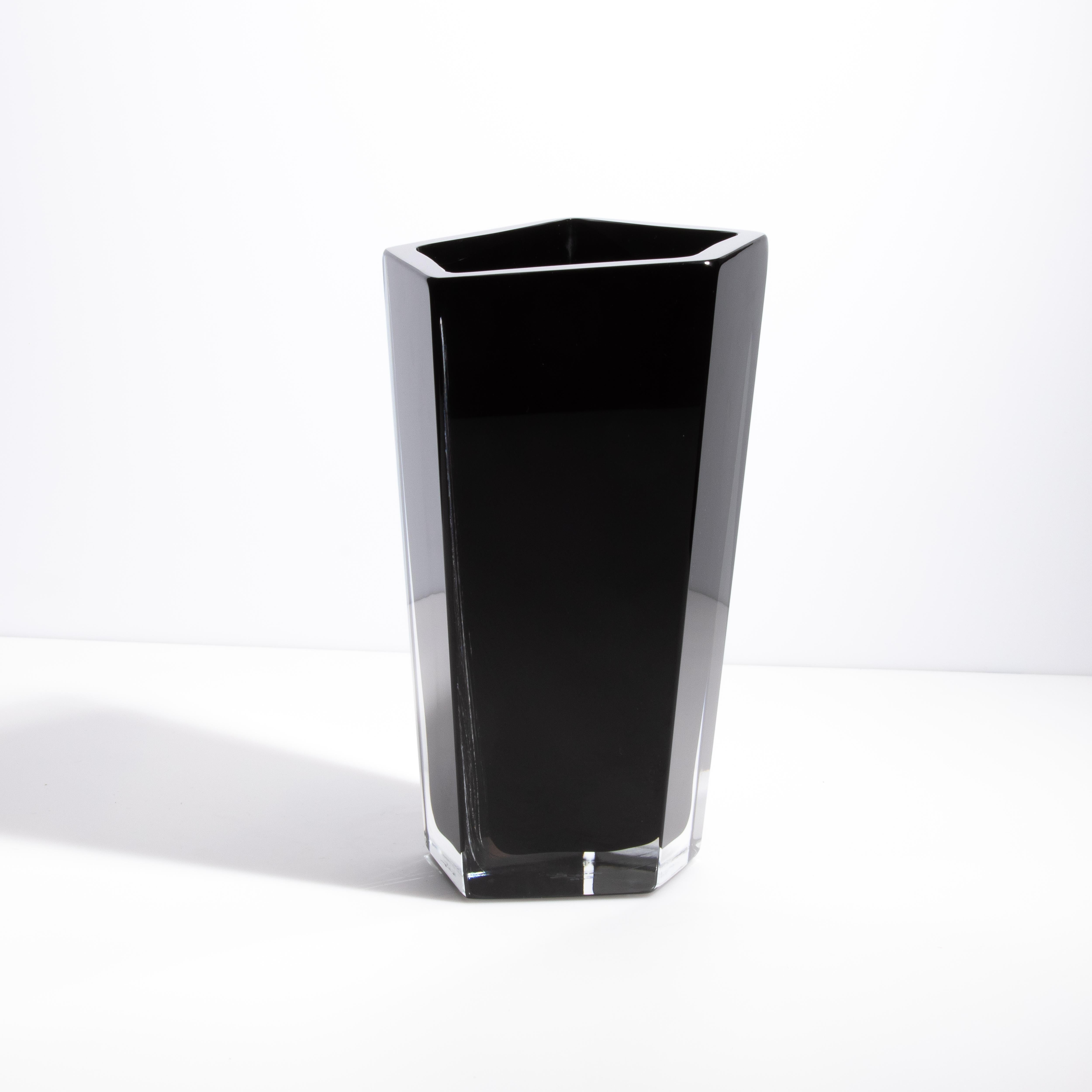 XXI secolo e contemporaneo Vaso Penta di Murano soffiato a mano in nero onice in vendita