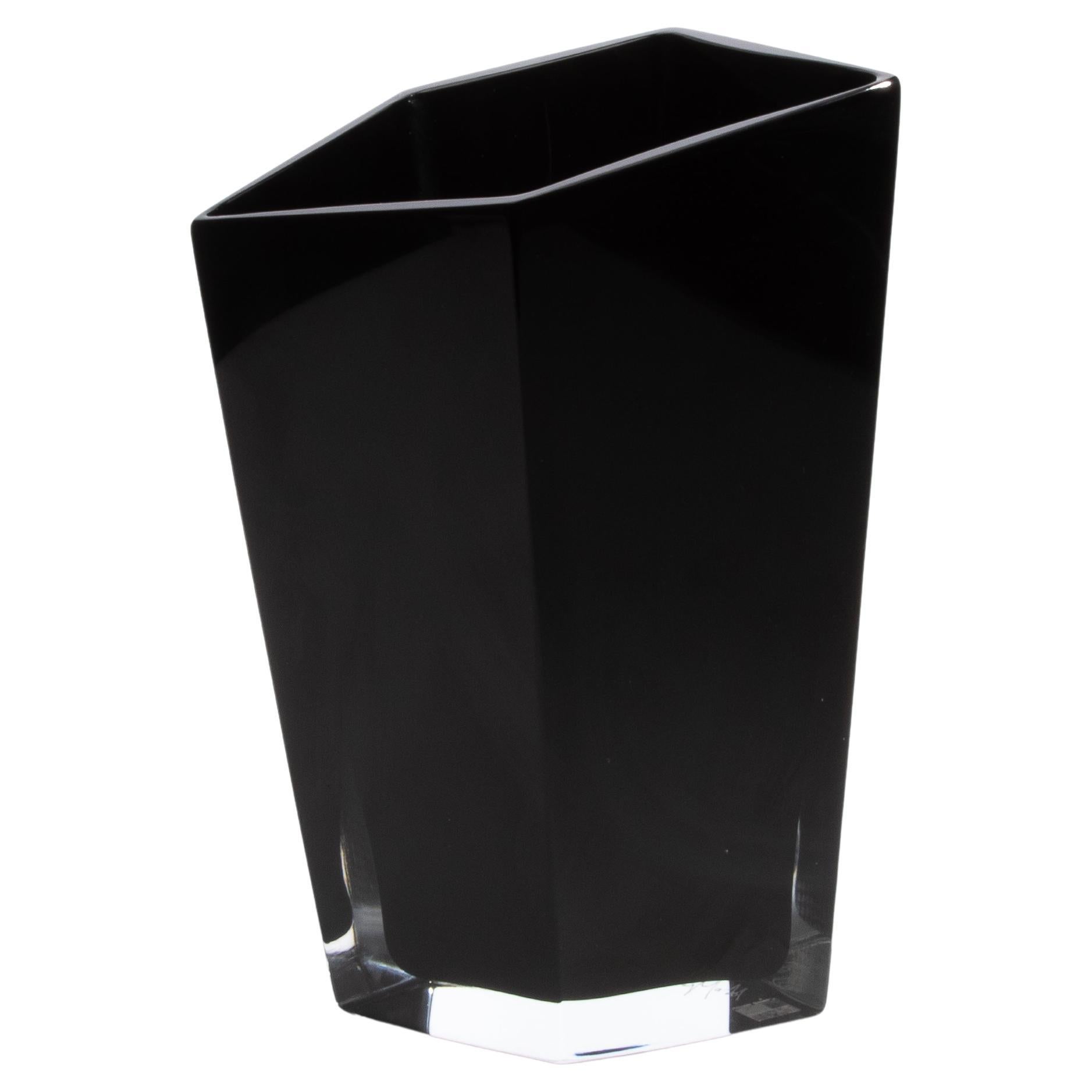 Handgeblasene Murano Penta-Vase aus Onyx in Schwarz