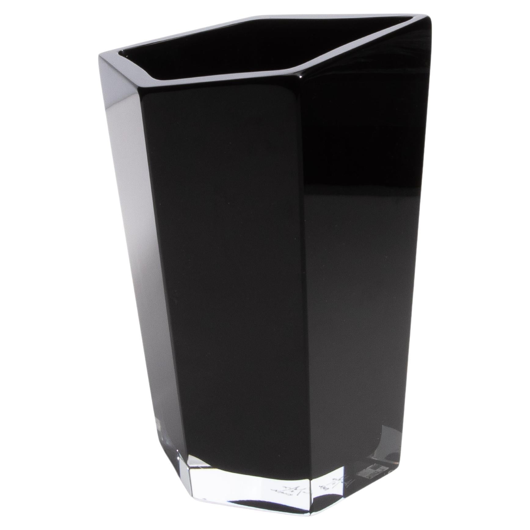Handgeblasene Murano Penta-Vase aus Onyx in Schwarz