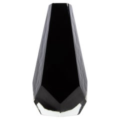 Hand Blown Murano Pentagonal Vase in Black
