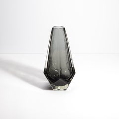 Hand Blown Murano Pentagonal Vase in Grey