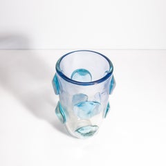 Jarrón Pois de Murano Soplado a Mano en Azul Laguna Claro