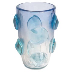 Hand Blown Murano Pois Vase in Light Lagoon Blue