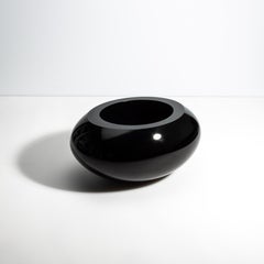 Hand Blown Murano Poker Bowl in Onyx Black