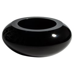Handgeblasene Murano Pokerschale in Onyx Schwarz