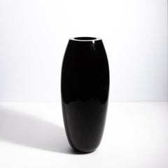 Handgeblasene Murano Poker Vase in Onyx Schwarz