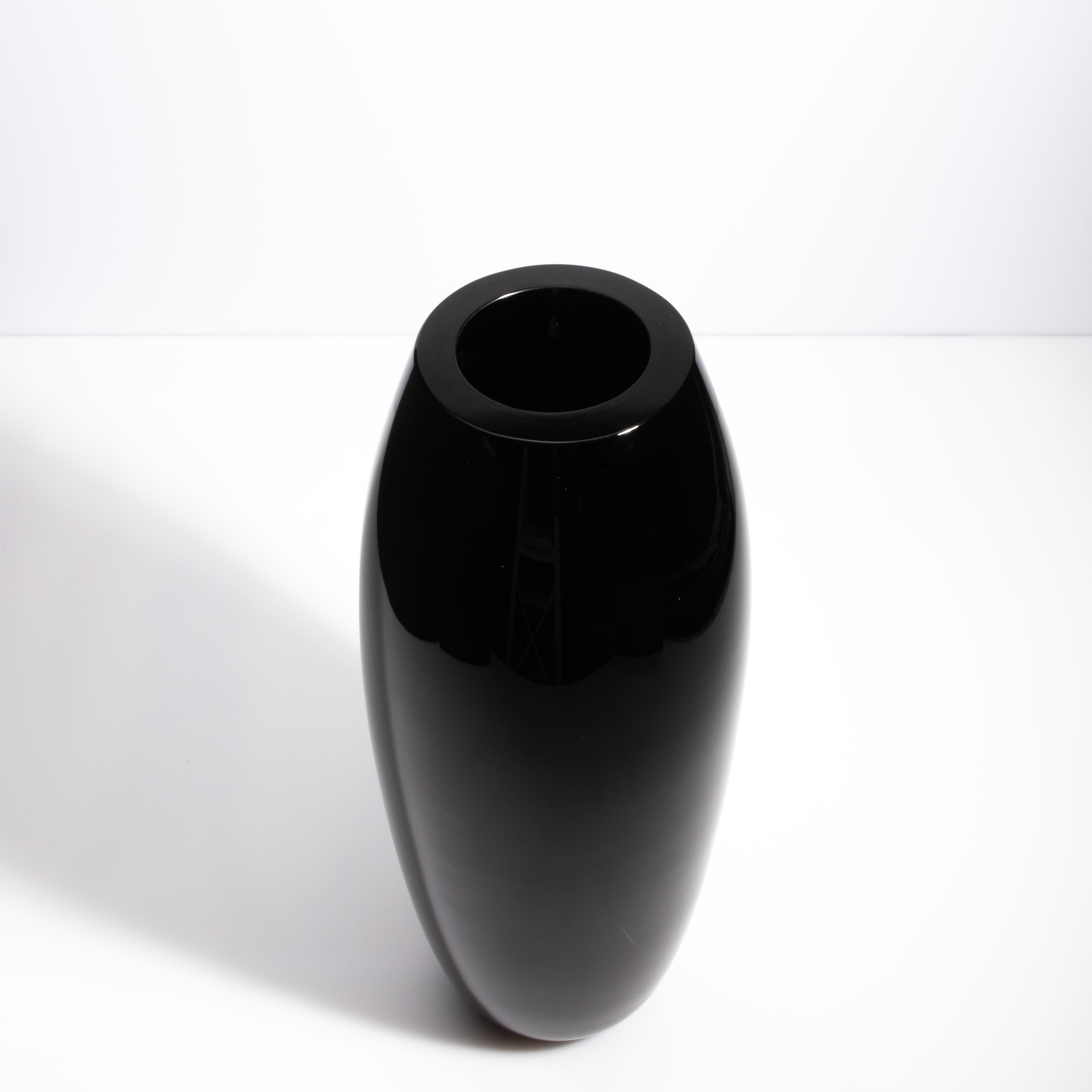 Moderno Vaso da poker di Murano soffiato a mano in nero onice in vendita
