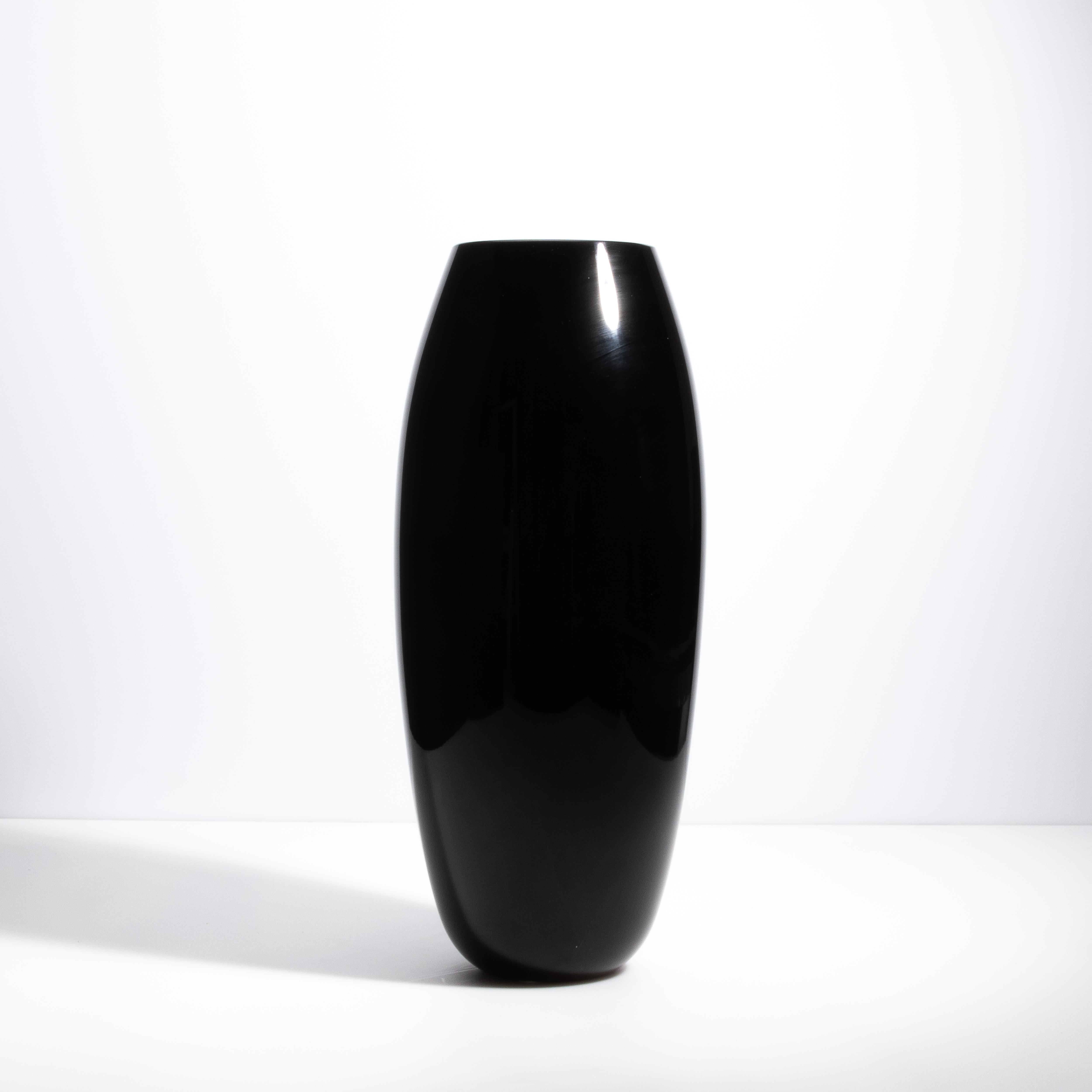 Vaso da poker di Murano soffiato a mano in nero onice in vendita 1