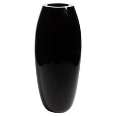 Hand Blown Murano Poker Vase in Onyx Black