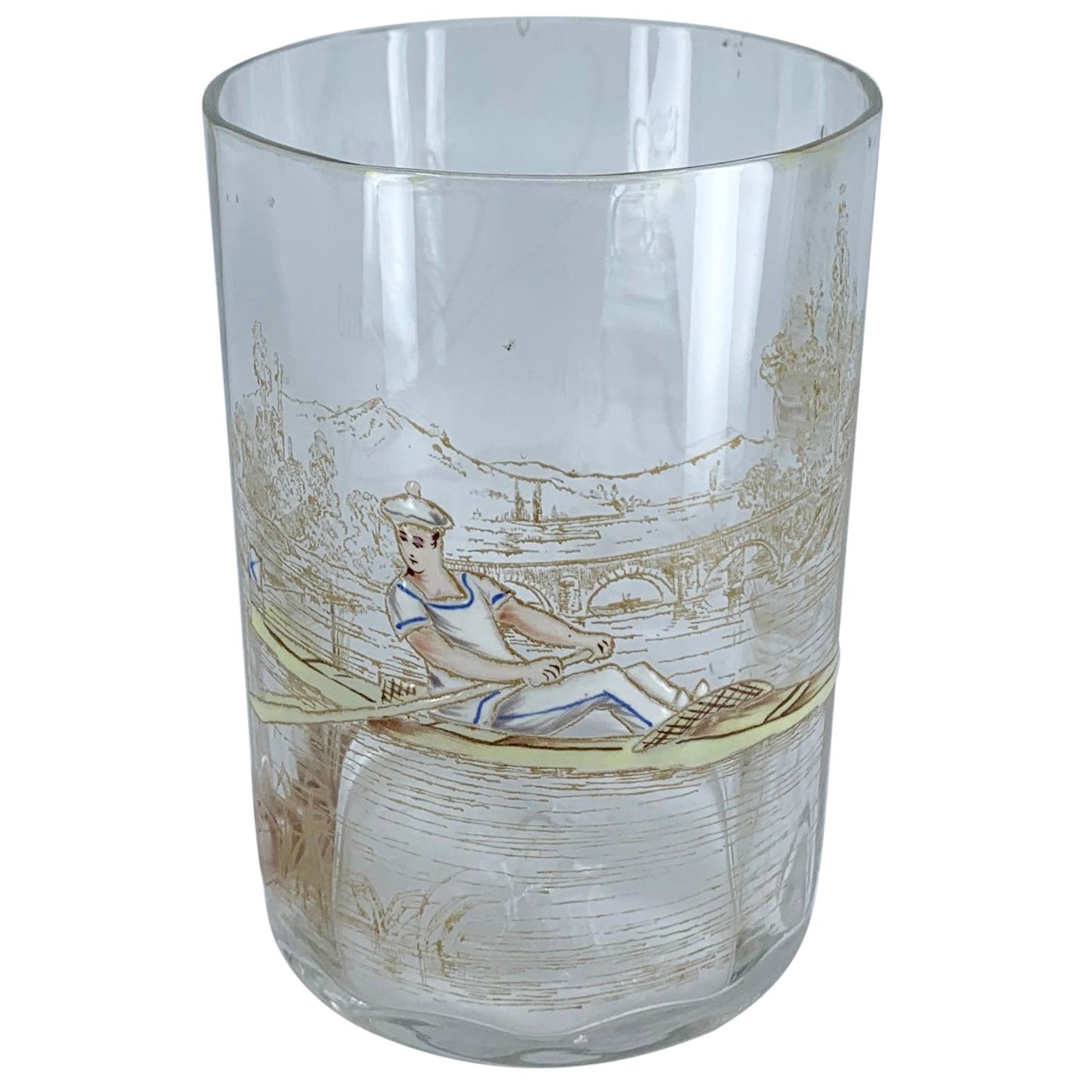 Hand Blown Murano Athletic Rowing Motif Glass