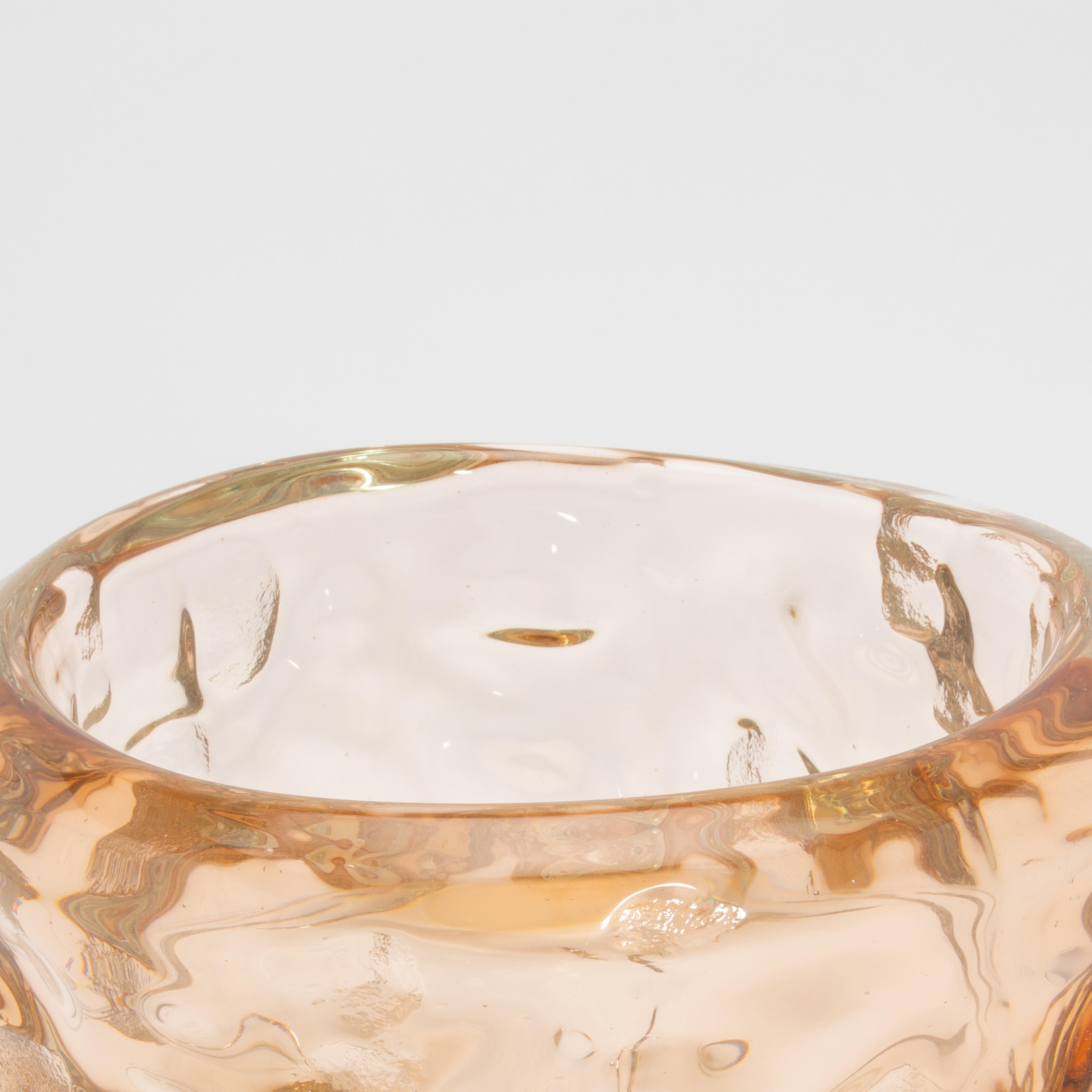 XXIe siècle et contemporain Bol sculptural de Murano soufflé à la main en or rose en vente