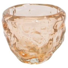 Hand-Blown Murano Sculptural Bowl in Rose Gold