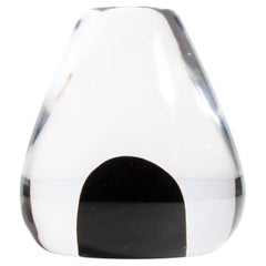 Hand Blown Murano Sculpture in Crystal Clear with the Black Detail