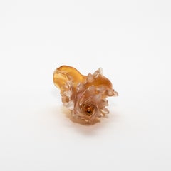 Hand-Blown Murano Shell in Amber with 24-karat Gold Flecks