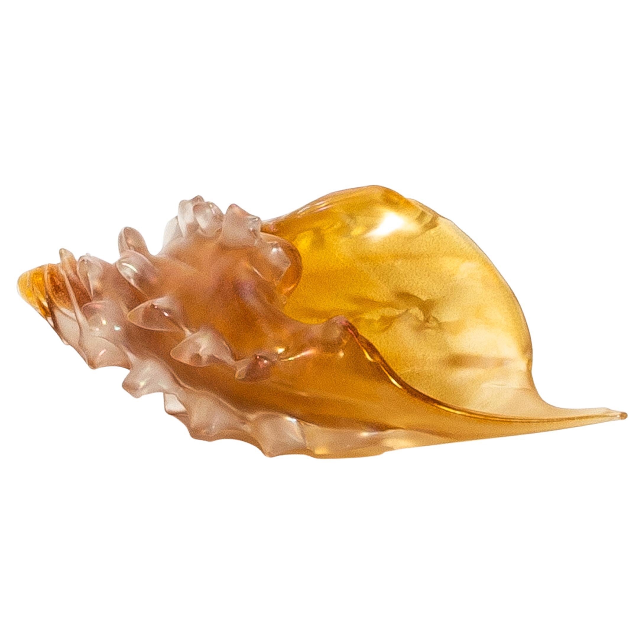 Hand-Blown Murano Shell in Amber with 24-karat Gold Flecks