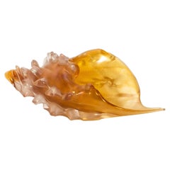 Hand-Blown Murano Shell in Amber with 24-karat Gold Flecks