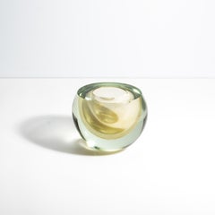 Hand Blown Murano Sphere Vase in Clear with 24-Karat Gold Flecks Large