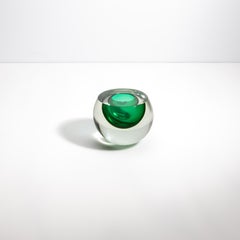 Hand Blown Murano Sphere Vase in Emerald Green Small