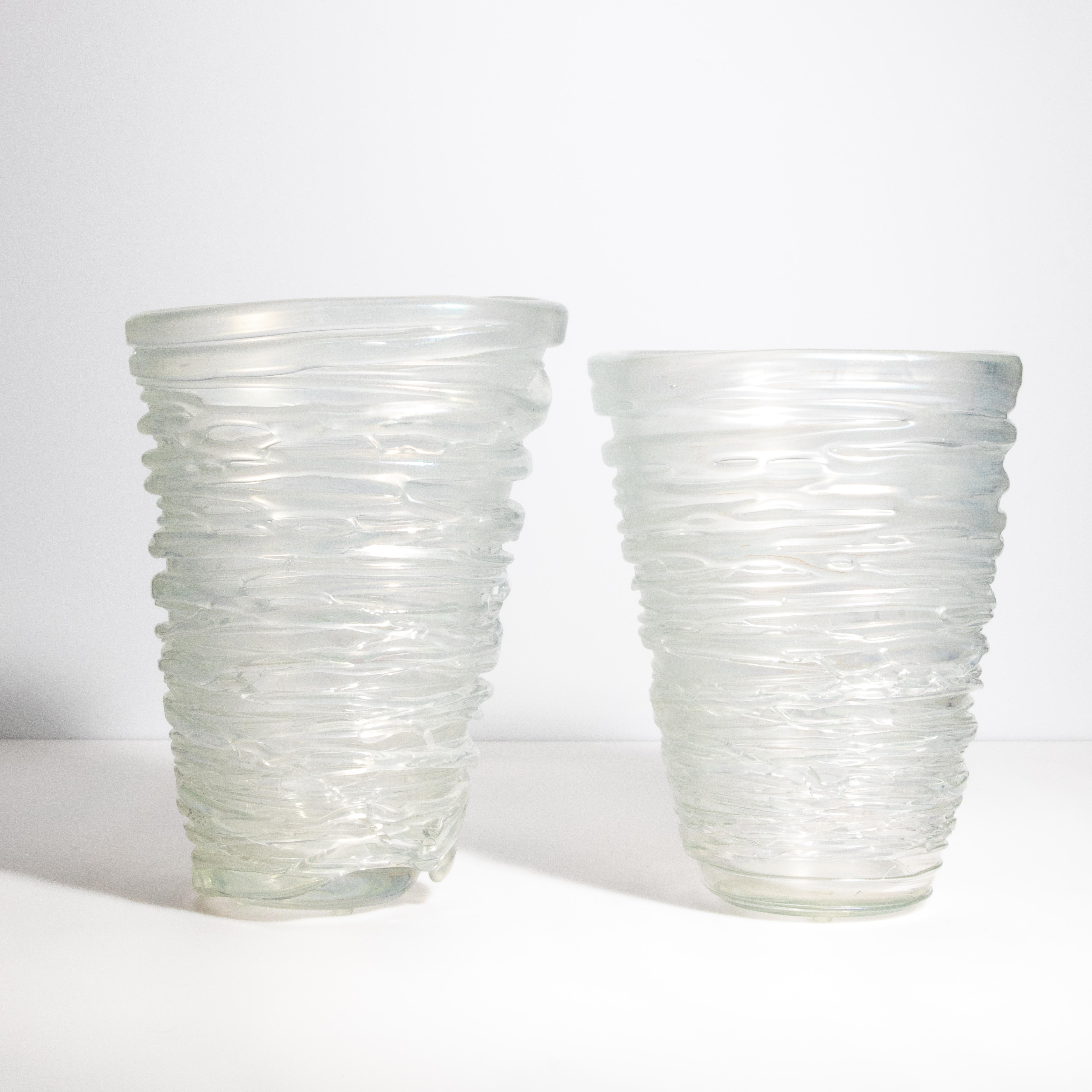 Vase en spirale de Murano soufflé à la main, givré, grand modèle en vente 1