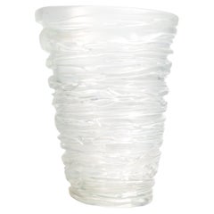 Hand Blown Murano Spiral Vase Frosted Large