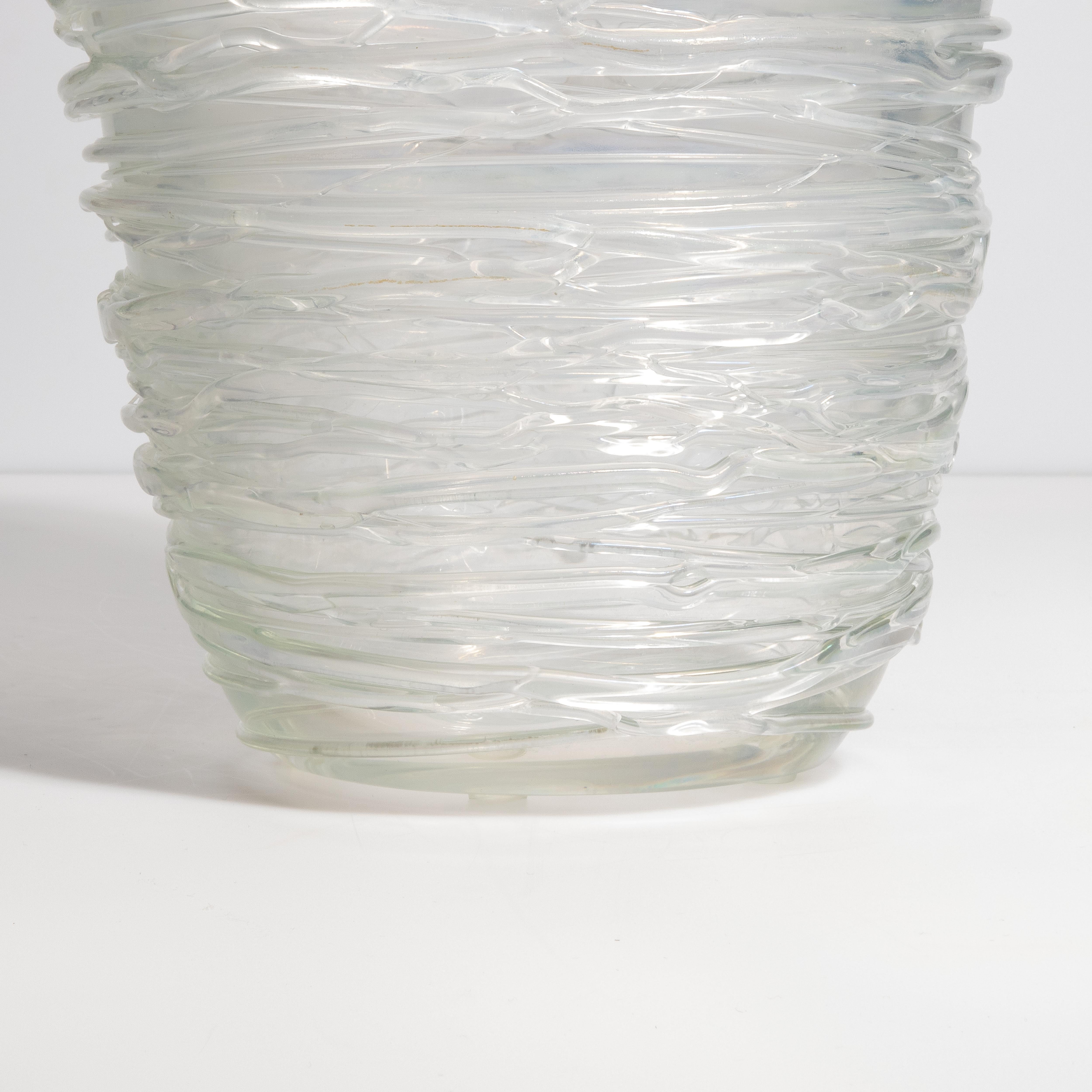 Modern Hand Blown Murano Spiral Vase Frosted Medium For Sale