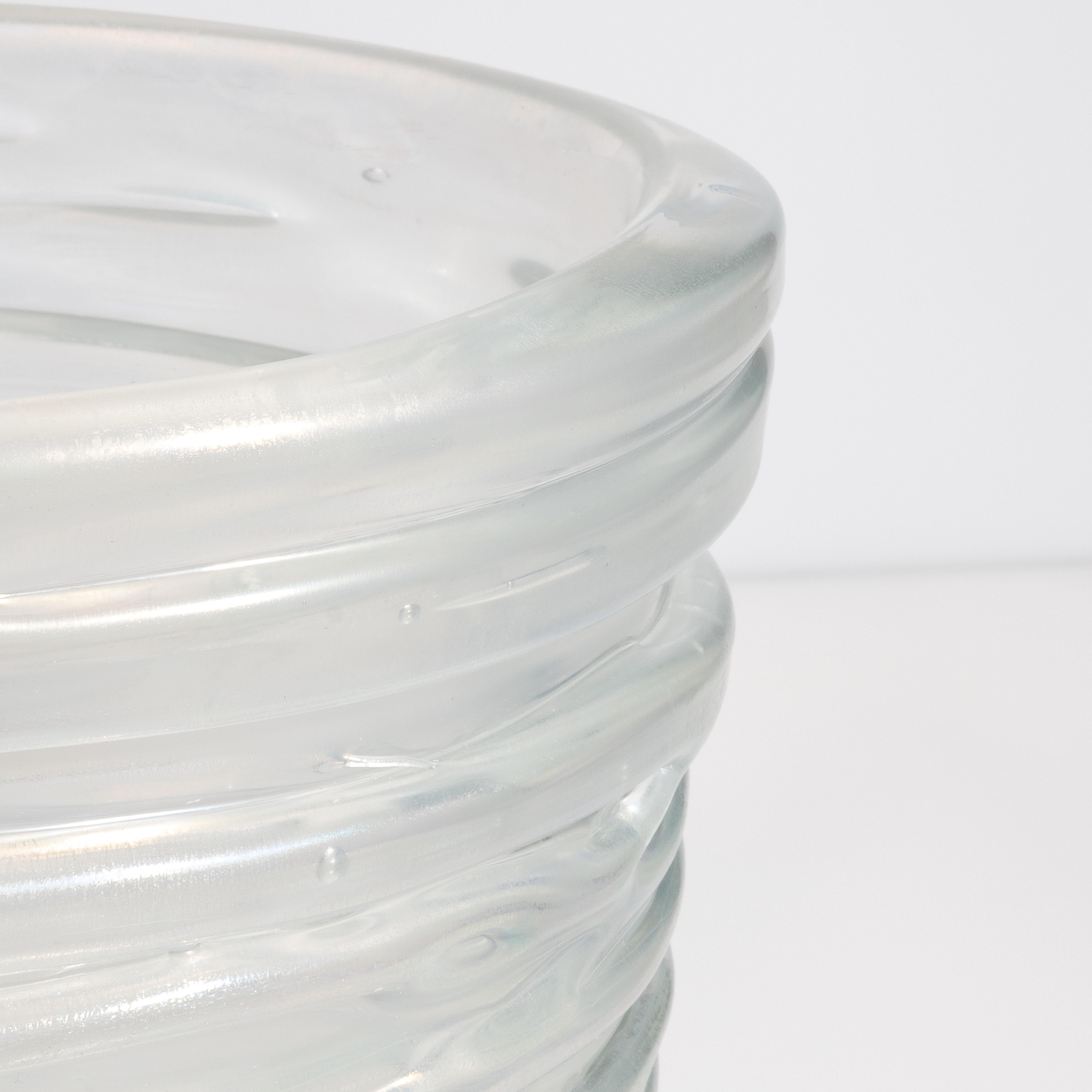 Hand-Crafted Hand Blown Murano Spiral Vase Frosted Medium For Sale