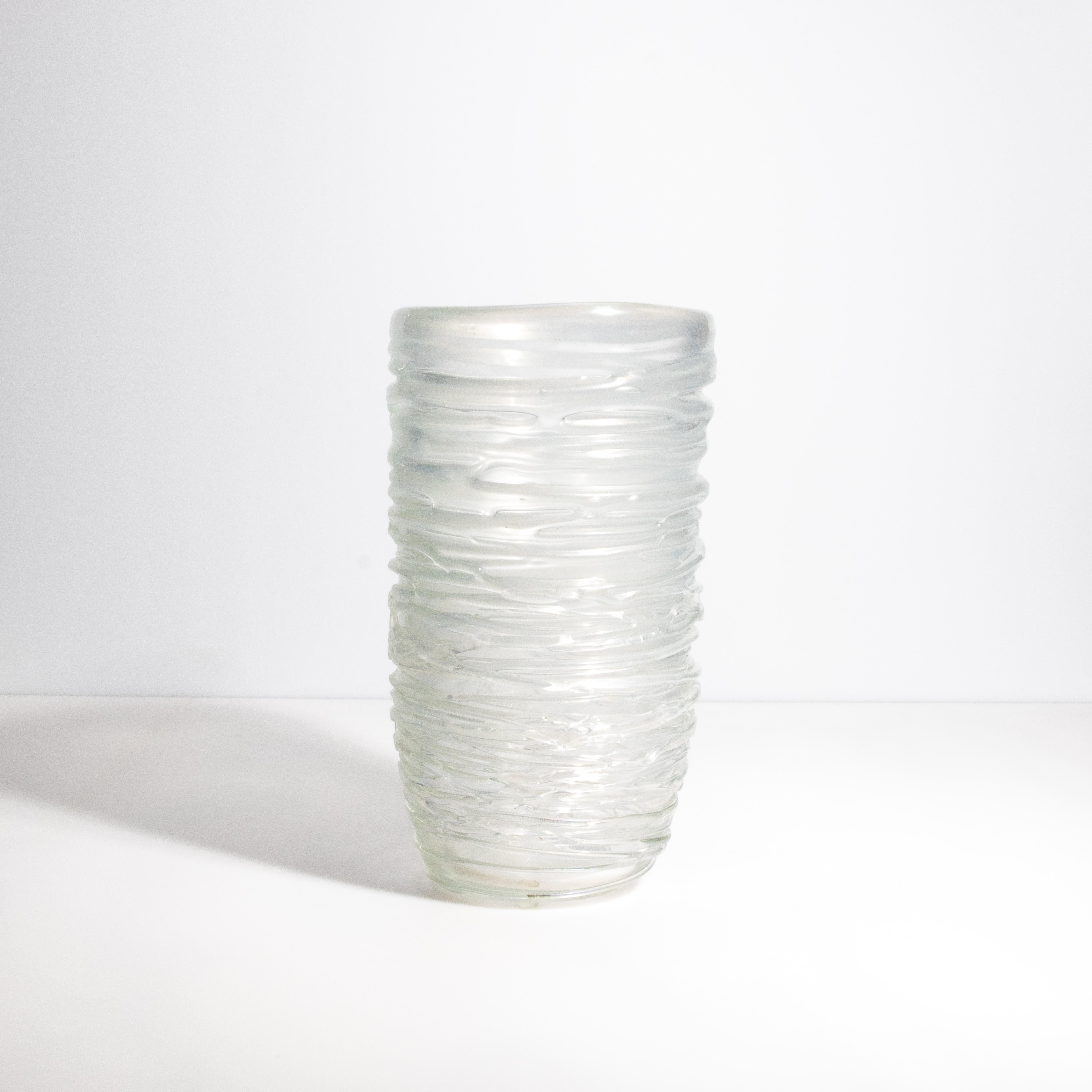 Hand Blown Murano Spiral Vase Frosted Medium For Sale 1