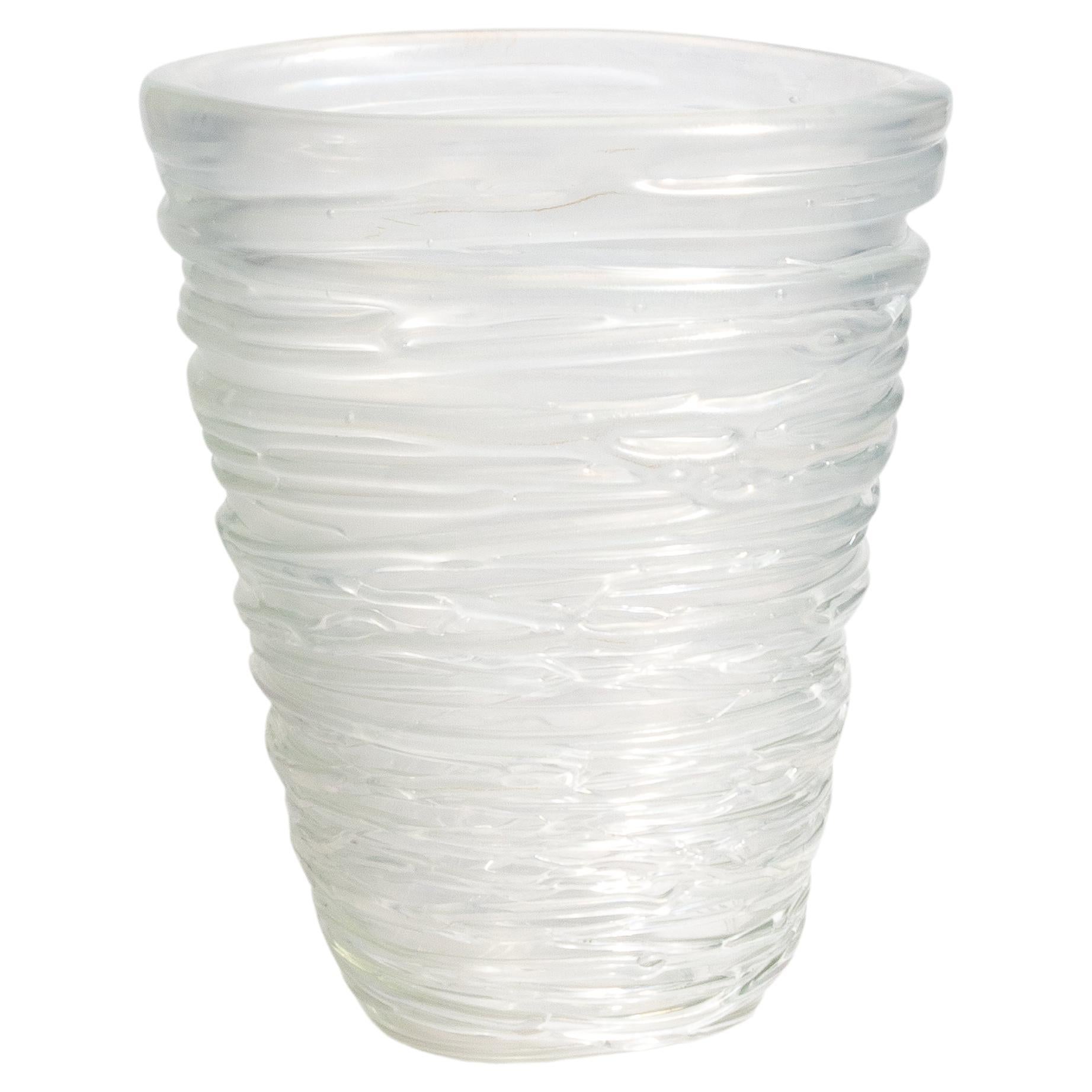 Vaso a spirale di Murano soffiato a mano e smerigliato medio