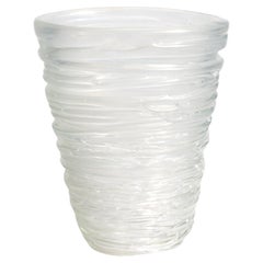Hand Blown Murano Spiral Vase Frosted Medium