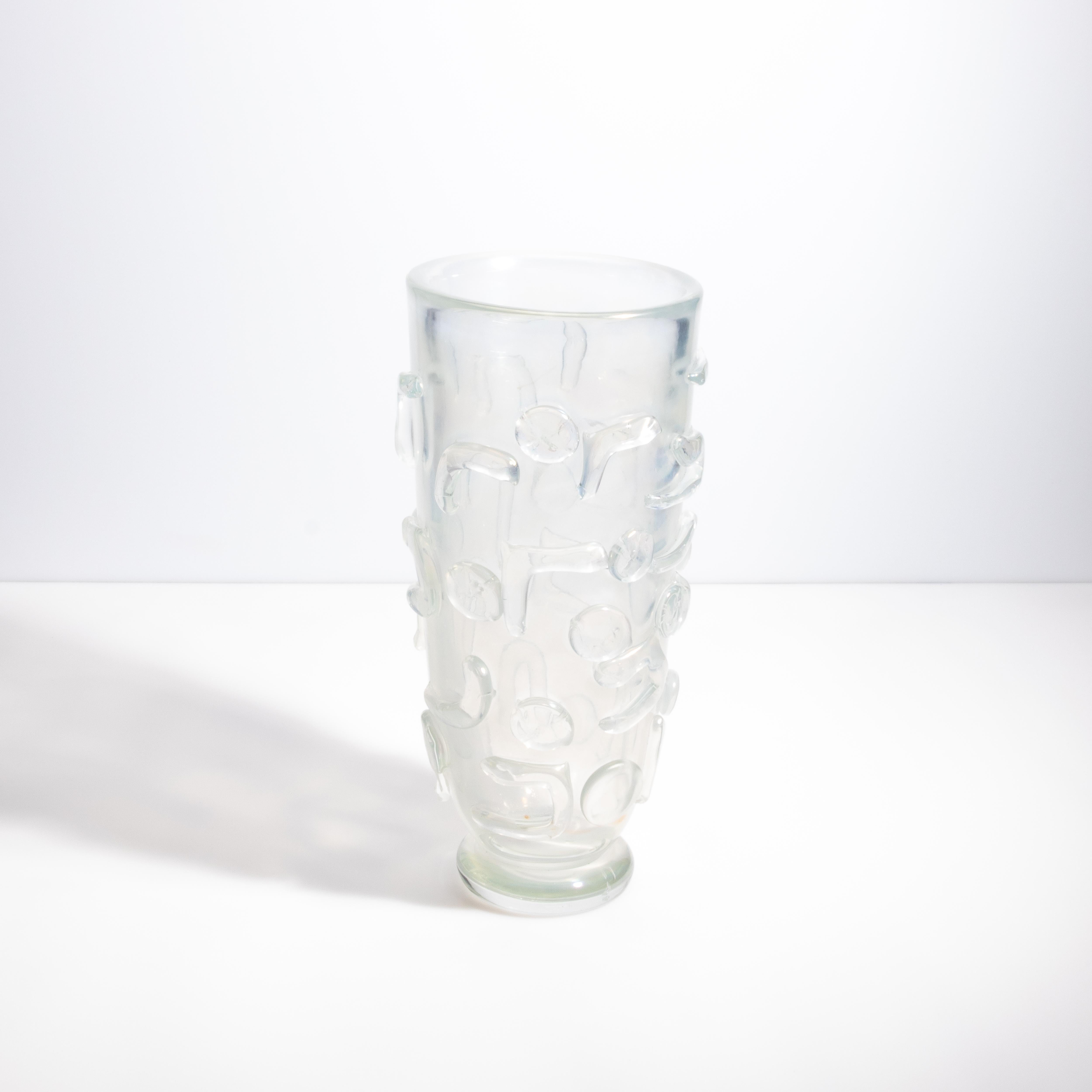 Moderne Vase à clous Murano soufflé à la main givré en vente